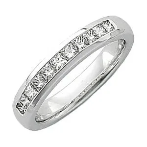 14k White Gold 3/4 CTW Diamond Men's Princess-Cut Diamond Ring, Size 11