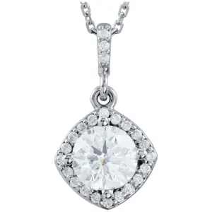 14k White Gold 3/8 CTW Diamond Halo-Style 18" Necklace