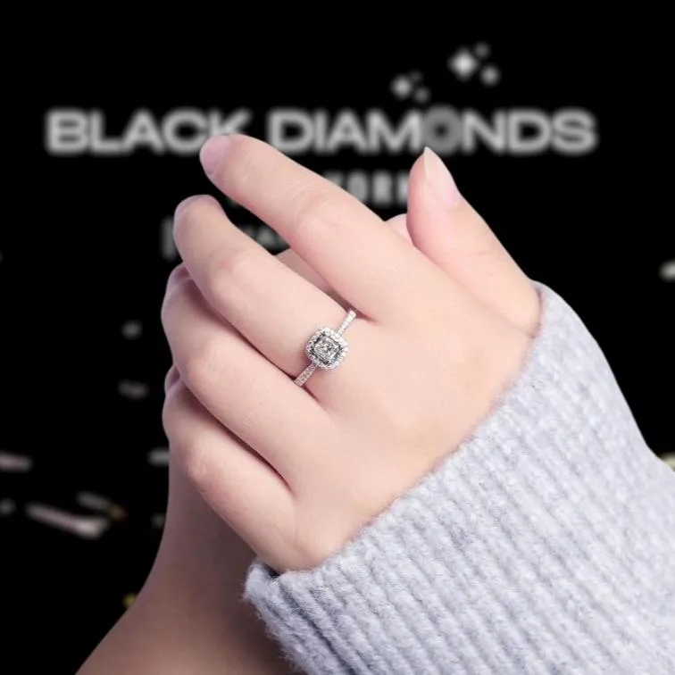 14k White Gold 4mm Princess Cut Diamond Halo Engagement Ring
