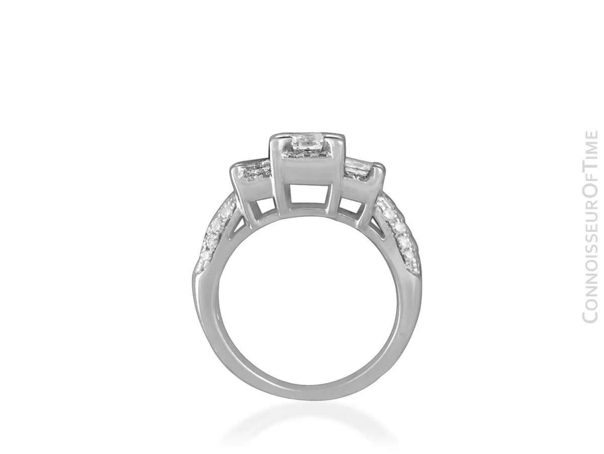 14K White Gold & Diamond 3-Stone 1 Carat Engagement Wedding Ring