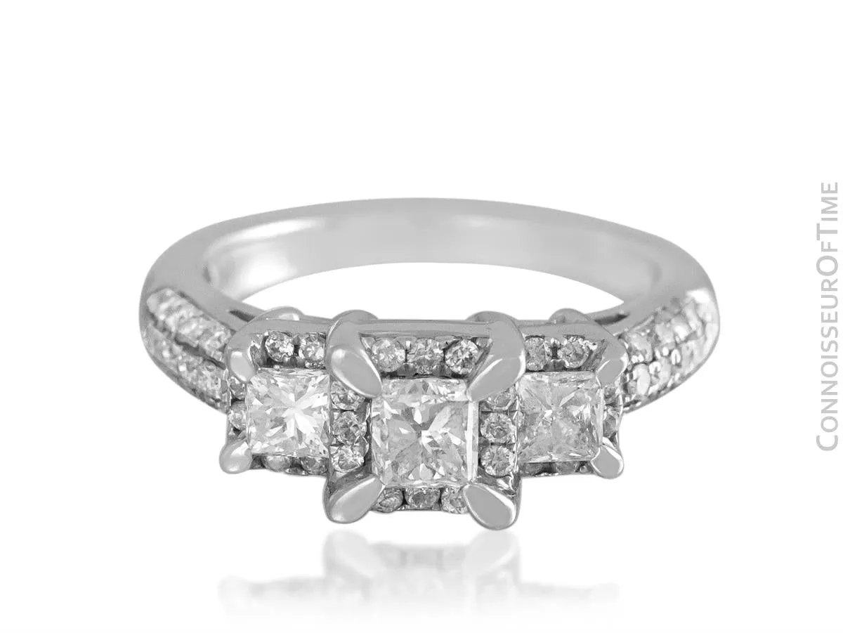 14K White Gold & Diamond 3-Stone 1 Carat Engagement Wedding Ring