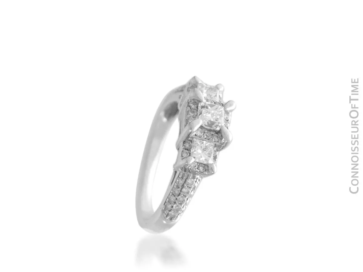 14K White Gold & Diamond 3-Stone 1 Carat Engagement Wedding Ring