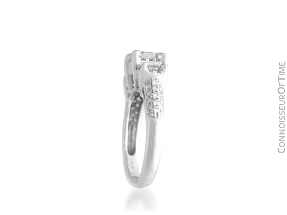 14K White Gold & Diamond 3-Stone 1 Carat Engagement Wedding Ring