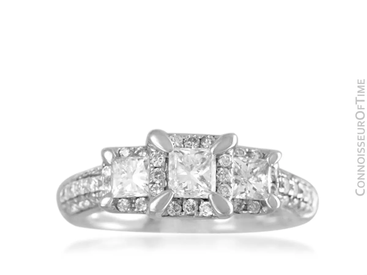 14K White Gold & Diamond 3-Stone 1 Carat Engagement Wedding Ring