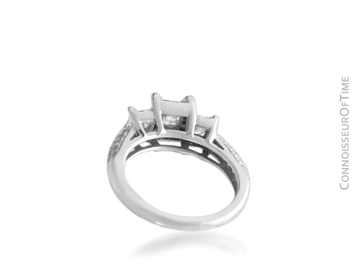14K White Gold & Diamond 3-Stone 1 Carat Engagement Wedding Ring