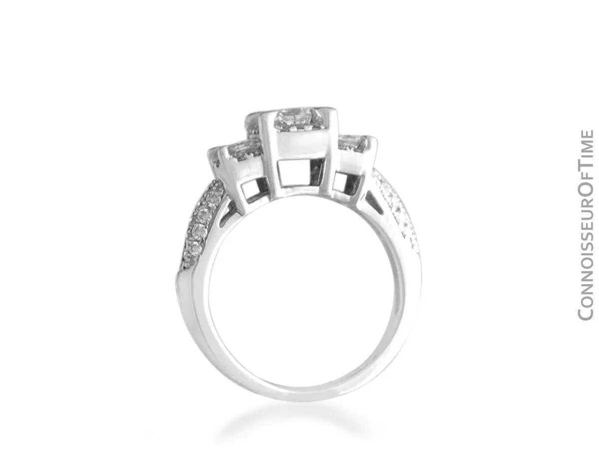 14K White Gold & Diamond 3-Stone 1 Carat Engagement Wedding Ring