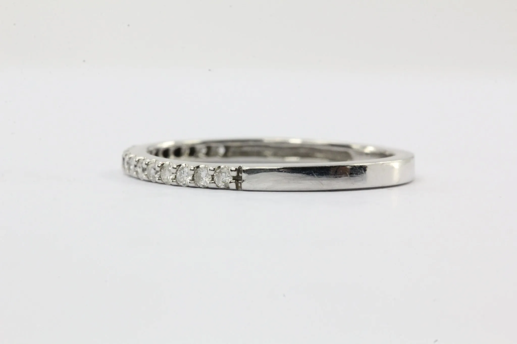 14K White Gold & Diamond Half Eternity Band Ring Size 4.5