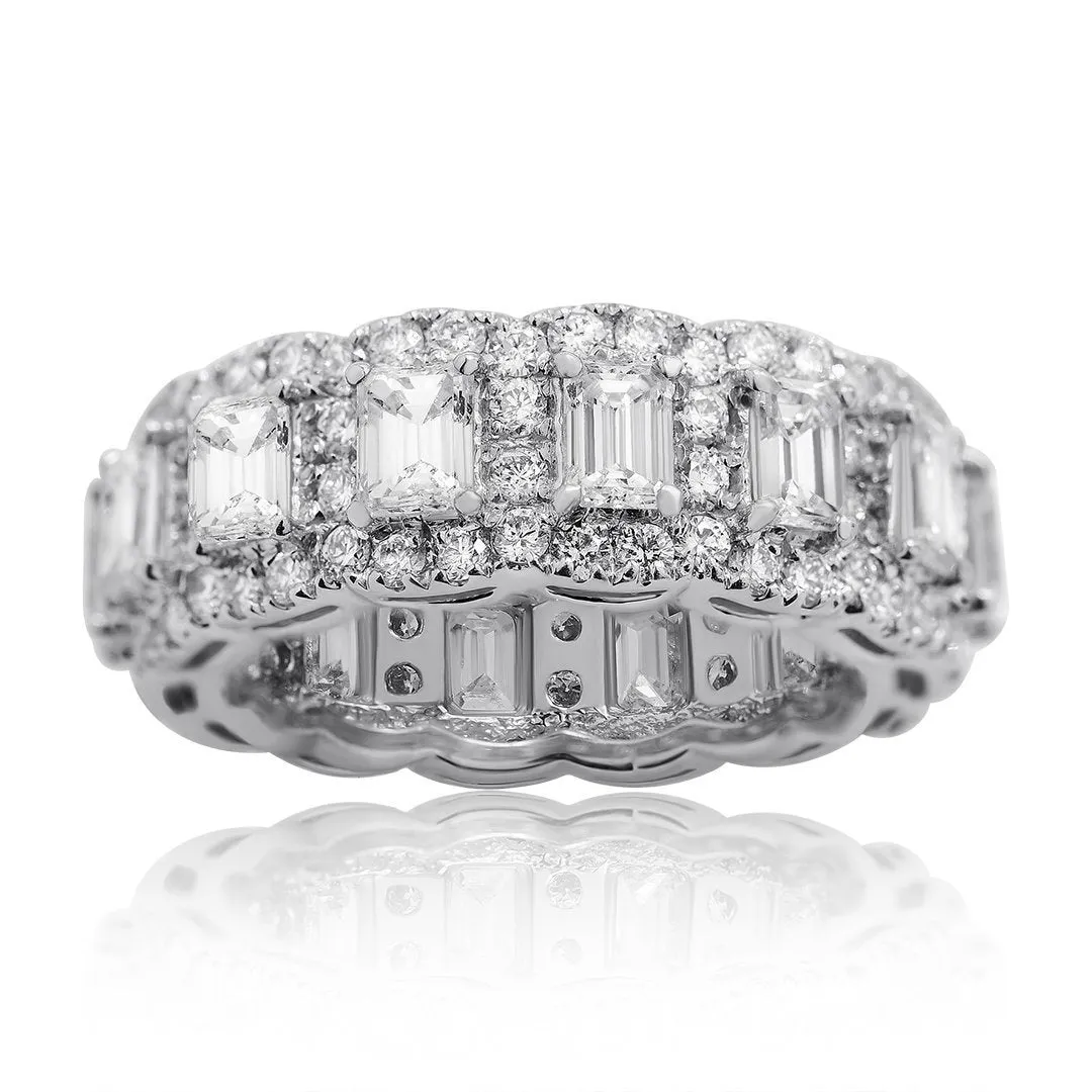 14k White Gold Baguette Ring 4.25 Ctw