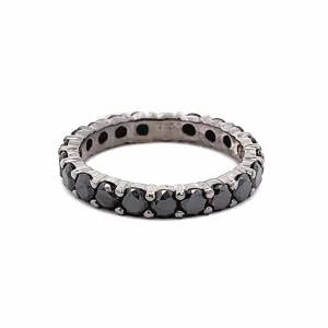 14K White Gold Black Diamond Eternity Band