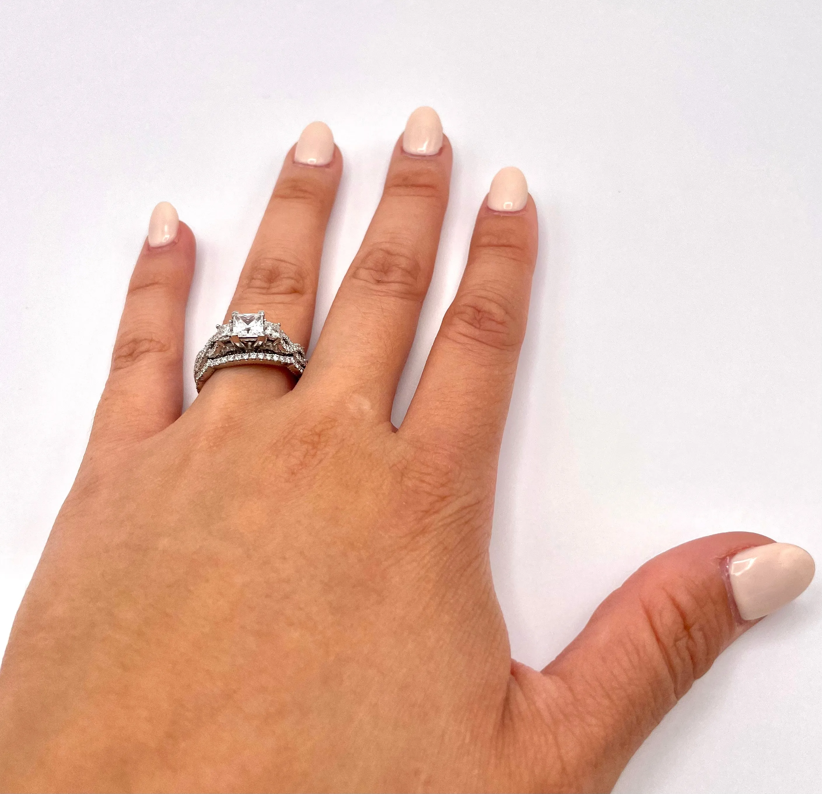 14K White Gold Briolette Cut Engagement Set