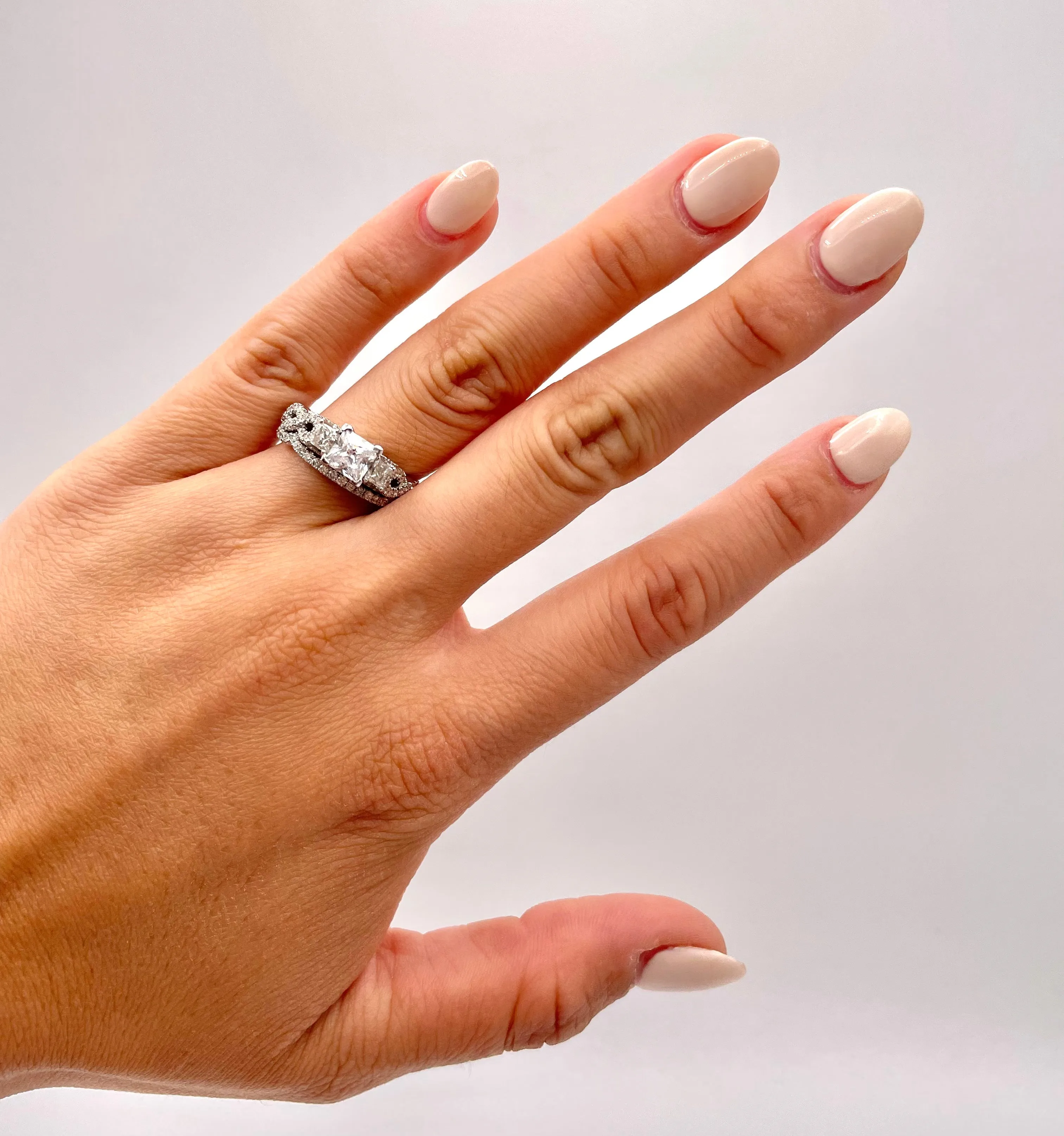 14K White Gold Briolette Cut Engagement Set