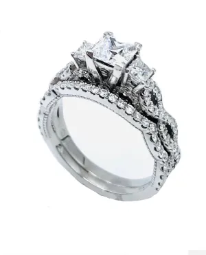 14K White Gold Briolette Cut Engagement Set