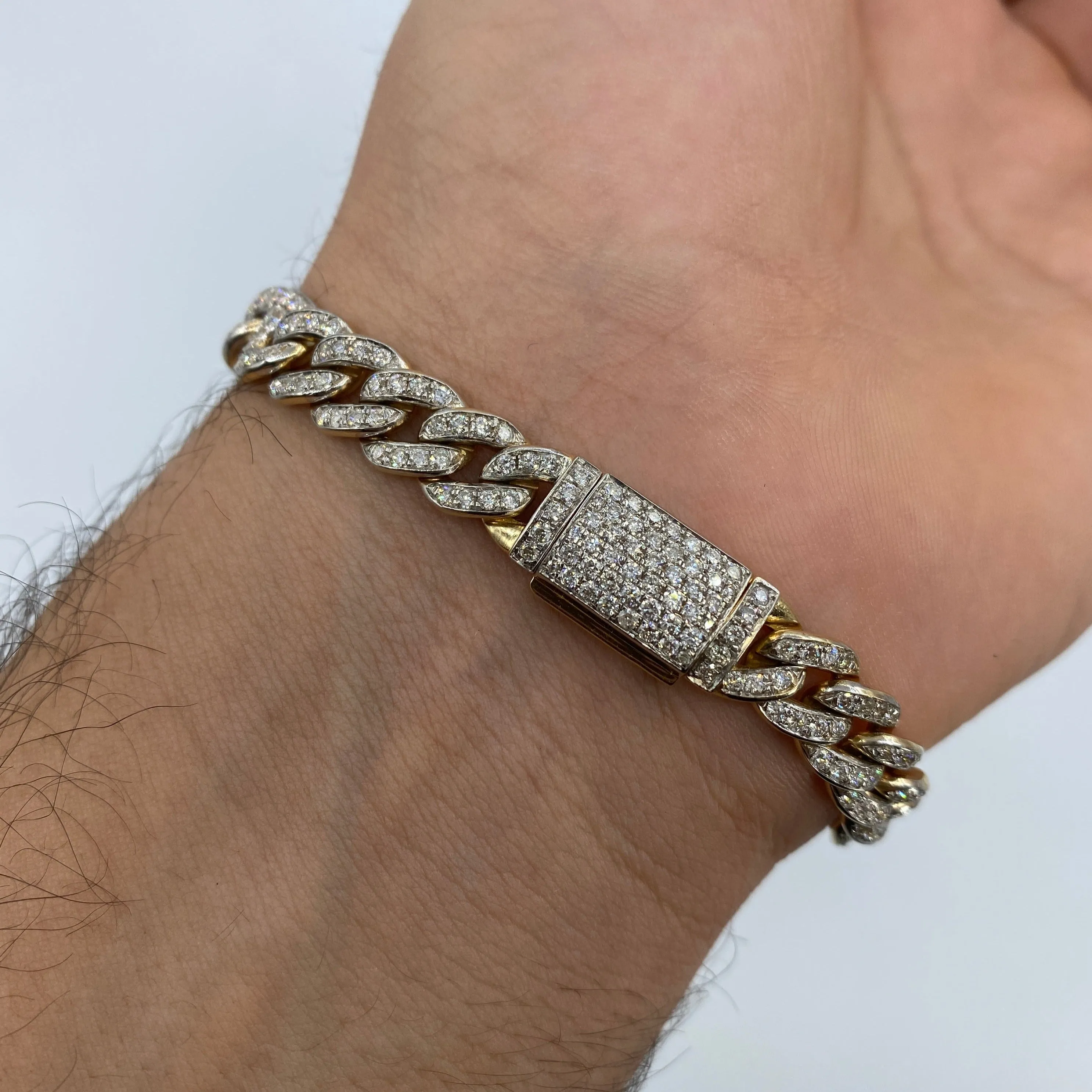 14K White Gold Chain Diamond Bracelet