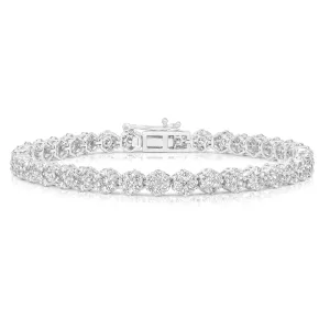 14K White Gold Cluster Flower Diamond Bracelet (5.02ctw)
