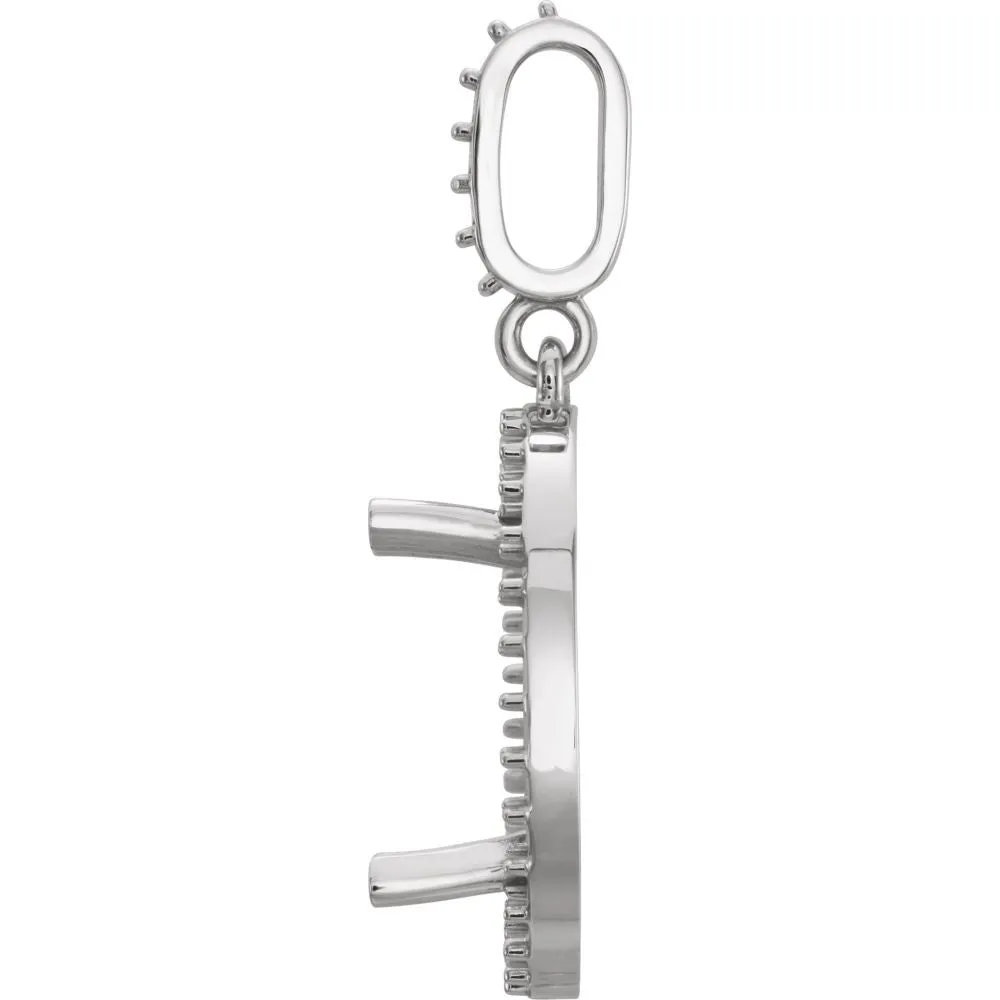 14k White Gold Oval Halo Style Pendant Mounting
