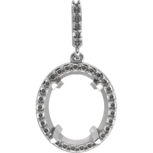 14k White Gold Oval Halo Style Pendant Mounting