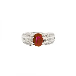 14k White Gold Oval Ruby and Diamond Ring