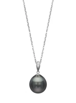 14K White Gold Tahitian Pearl Necklace