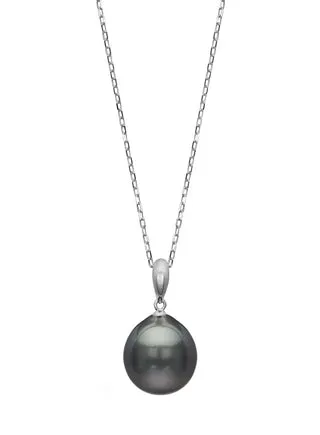 14K White Gold Tahitian Pearl Necklace