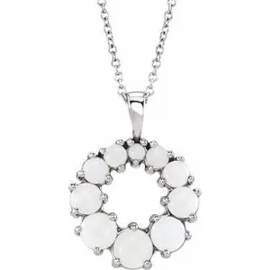14K White Opal Halo-Style 18" Necklace
