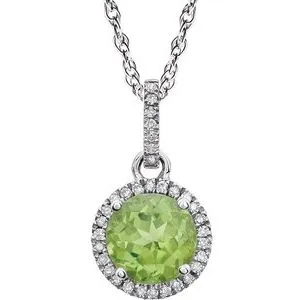 14K White Peridot & 1/10 CTW Diamond 18" Necklace