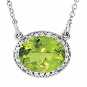 14K White Peridot &.05 CTW Diamond 16.5" Necklace