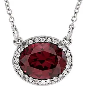 14K White Rhodolite Garnet & .05 CTW Diamond 16.5" Necklace