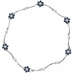 14K White Sapphire & 1/5 CTW Diamond Bracelet