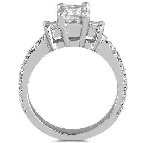 14K White Solid Gold GAI Certified Natural Diamond Engagement Ring 1.65 Ctw