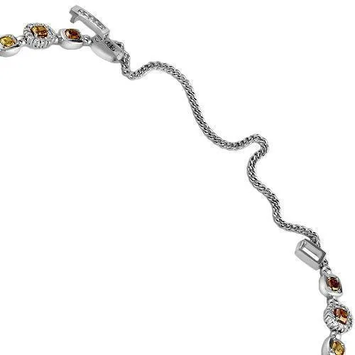 14K White Solid Gold Womens Diamond Bracelet with Orange Yellow Diamonds 3.25 Ctw