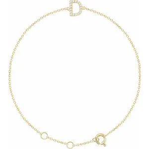14K Yellow .06 CTW Diamond Initial D 6-7" Bracelet