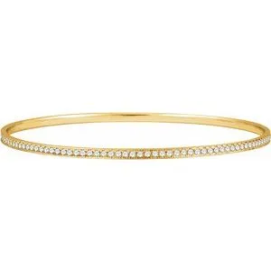 14K Yellow 1 1/2 CTW Diamond Bangle Bracelet 7"