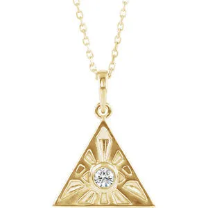 14K Yellow 1/10 CTW Diamond Eye of Providence 16-18" Necklace