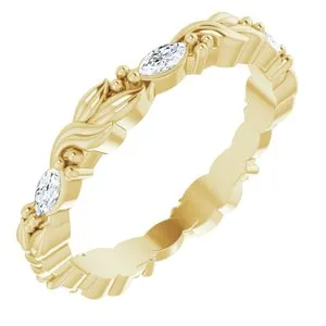 14K Yellow 1/3 CTW Natural Diamond Finger Floral-Inspired Eternity Band