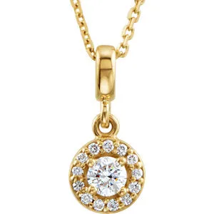 14K Yellow 1/5 CTW Diamond Halo-Style 18" Necklace
