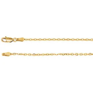 14K Yellow 2 mm Diamond-Cut Cable 7" Chain
