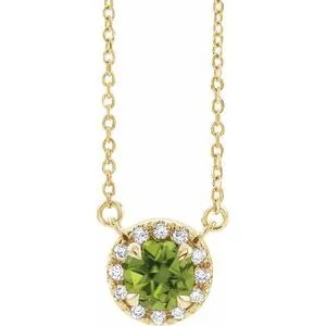 14K Yellow 3 mm Natural Peridot & .03 CTW Natural Diamond 16" Necklace