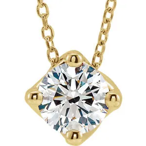 14K Yellow 3/4 CT Diamond Solitaire 16-18" Necklace