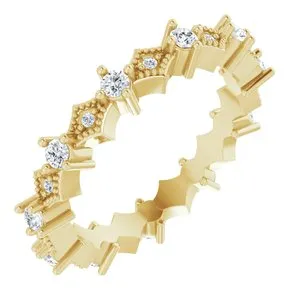 14K Yellow 3/8 CTW Natural Diamond Milgrain Eternity Band Size 5.5
