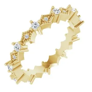 14K Yellow 3/8 CTW Natural Diamond Milgrain Eternity Band Size 6.5