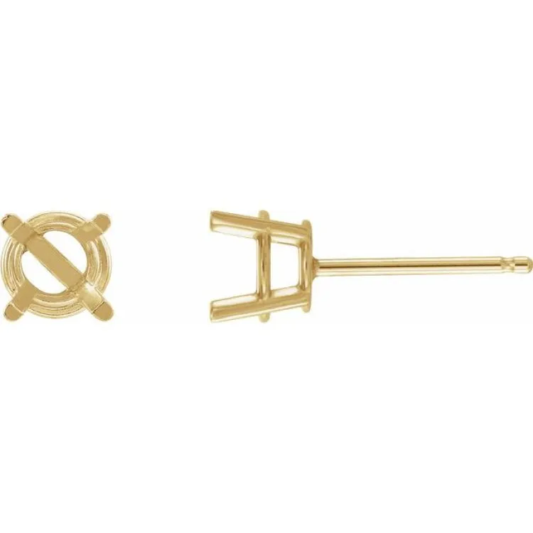 14K Yellow 4 mm Lab-Grown Blue Sapphire Stud Earrings