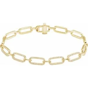 14K Yellow 9/10 CTW Natural Diamond Link 7" Bracelet