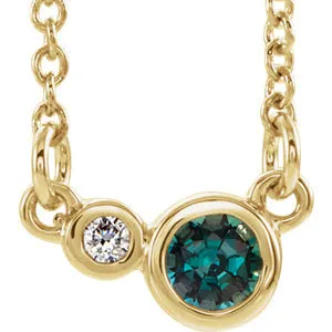 14K Yellow Alexandrite & .02 CTW Diamond 16" Necklace