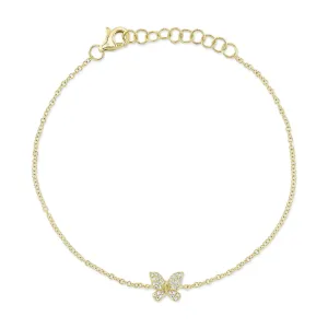 14K Yellow Gold 0.08ct Diamond Butterfly Bracelet
