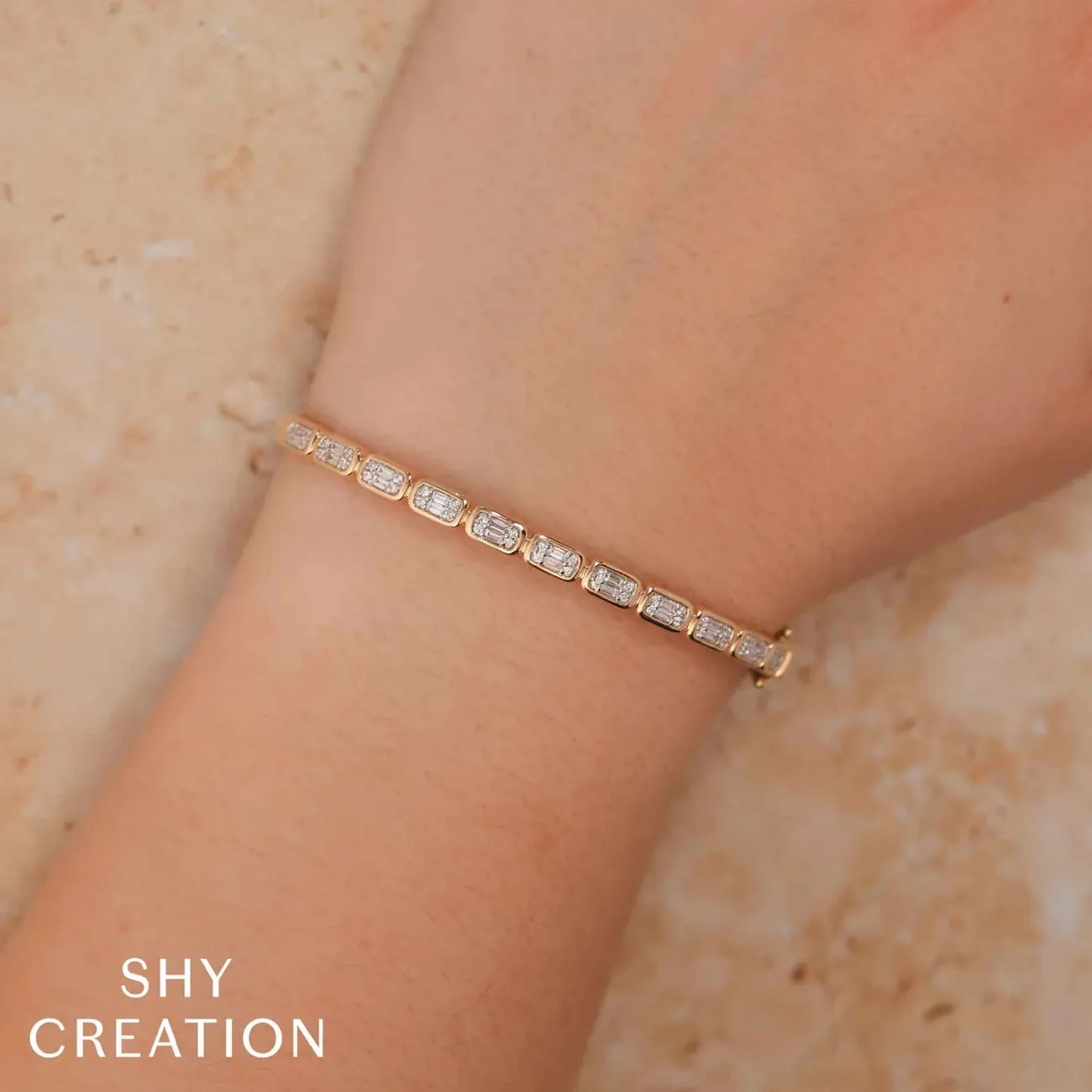 14K Yellow Gold 0.65ct Diamond Baguette Bracelet