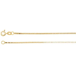 14k Yellow Gold 1.3mm Diamond Cut Box 7" Chain with Spring Ring