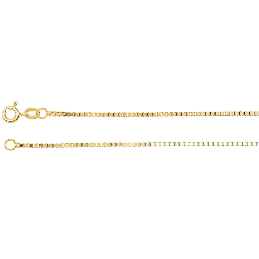 14k Yellow Gold 1.3mm Diamond Cut Box 7" Chain with Spring Ring
