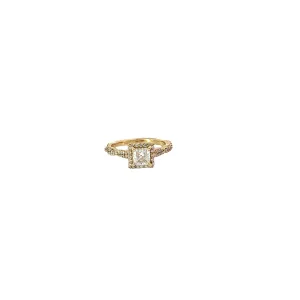 14k Yellow Gold .70ct Princess Cut G VS2 AND .35ct G VS2 Round Diamond Engagement Ring Certified By GIA #2155388291 Size 6 3/4