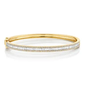 14K Yellow Gold Baguette And Round Diamond Bangle (1.58ctw)