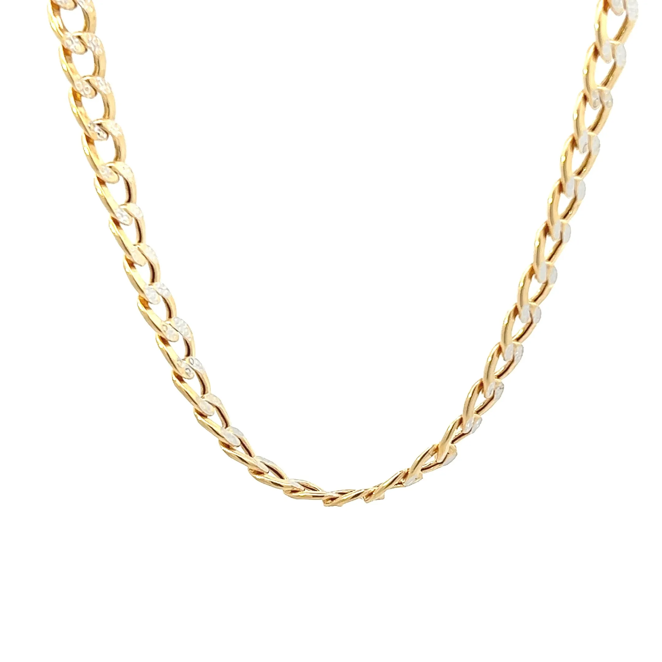 14K Yellow Gold Diamond Cut Curb Link Chain (22")